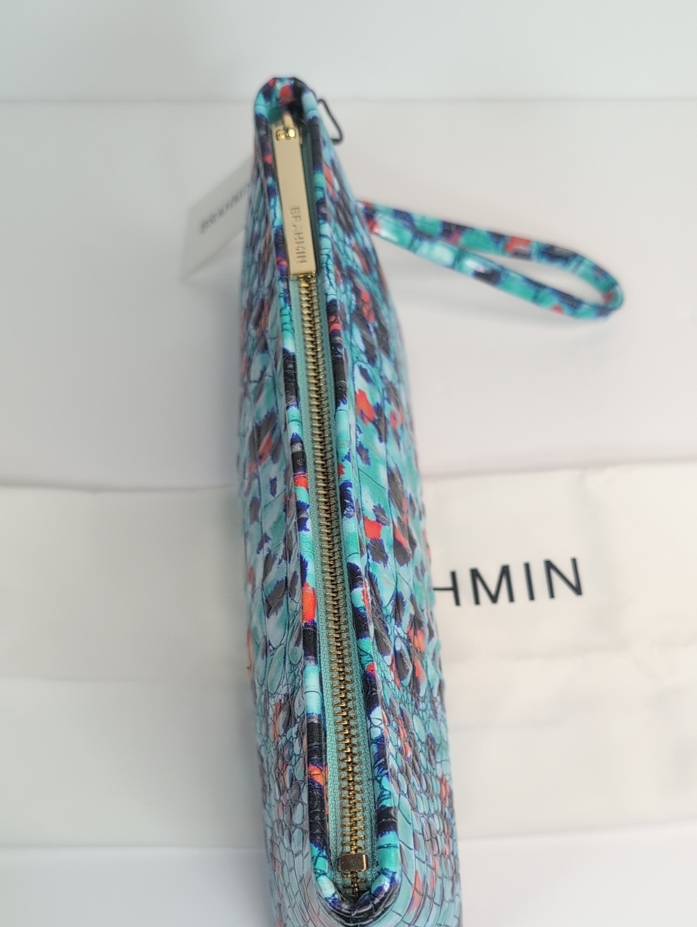 Brahmin Turquoise Multi Croc-Embossed Wristlet with Removable Strap NWT - Picture 6 of 13